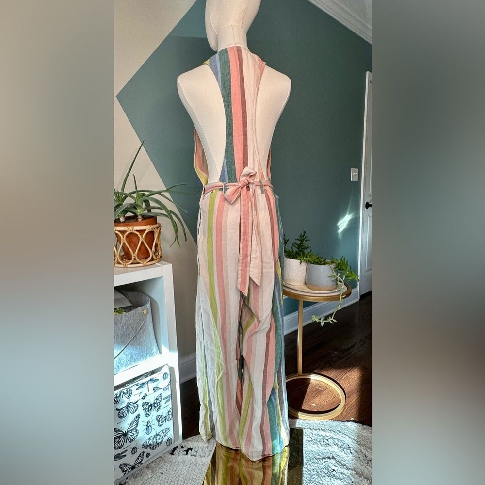 Free People My Kind Of Woman Garden Striped Jumpsuit Wide-Leg Cropped Overalls 0 - Picture 5 of 13